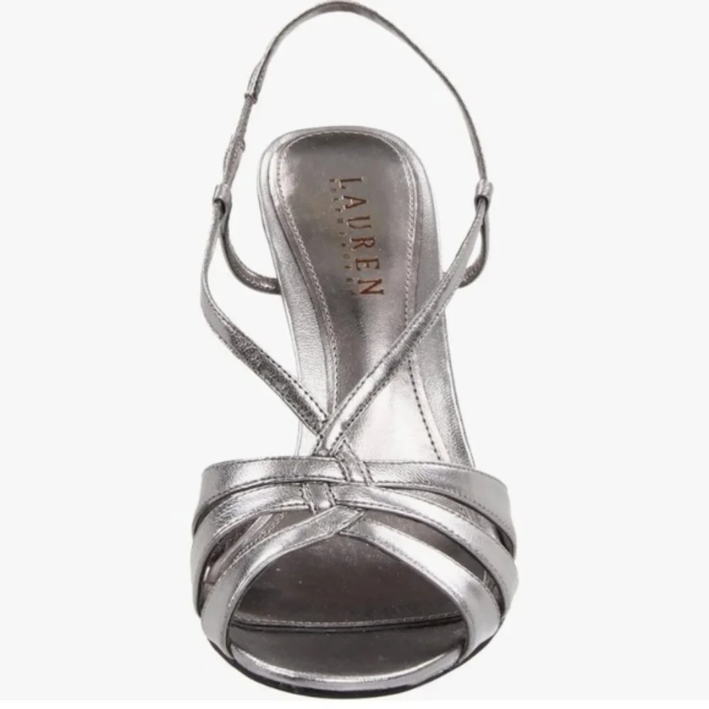 Lauren Ralph Lauren Silver Metallic Strappy High Heel Sandals